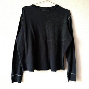 y2k 2000s Vintage Black Long Sleeve emo style thermal shirt